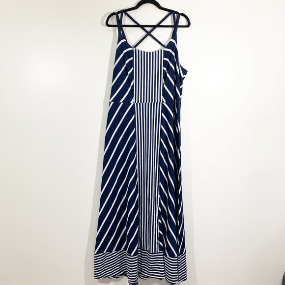 Maurices Dresses & Skirts - Maurice's Navy Blue White Striped Sleeveless Maxi